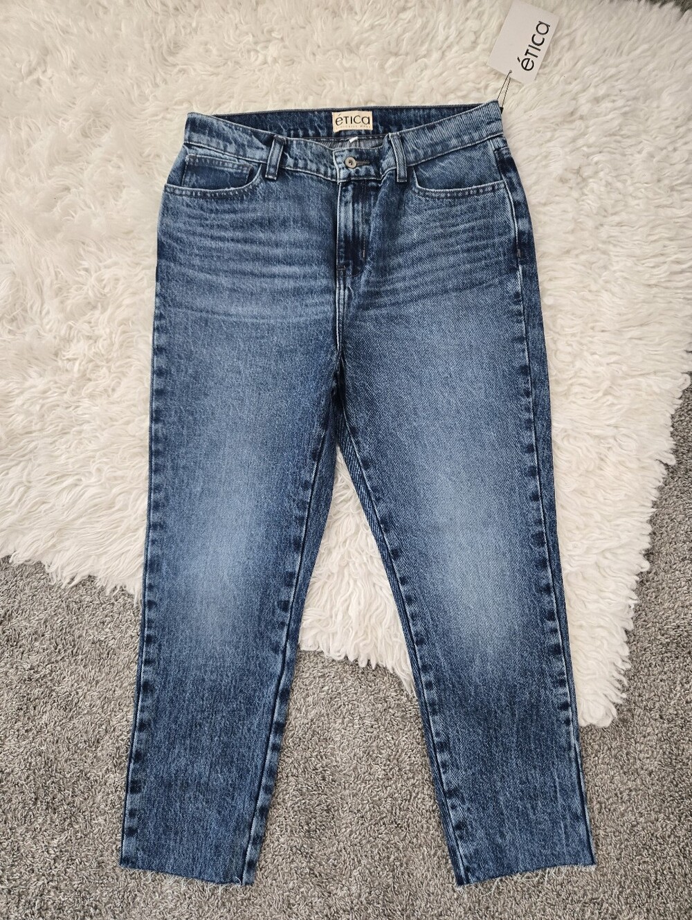 ETICA cropped straight-leg denim jeans. 100% cotton. Size 4.